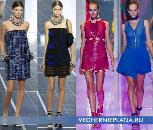Модні кольори літніх коротких платтів 2013, на фото моделі Chanel і Versus