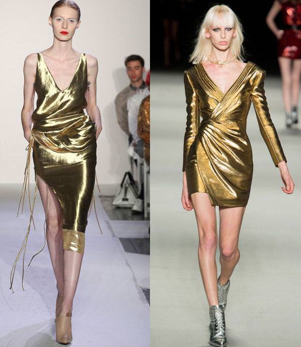 Модні золоті коктейльні плаття весна-літо 2014