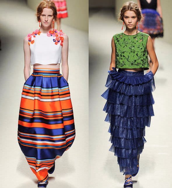 Модні принти і декор топів весна-літо 2014 від Alberta Ferretti. 