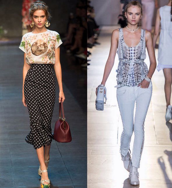 Модні принти і декор топів весна-літо 2014 від Diesel Black Gold і Dolce & Gabbana