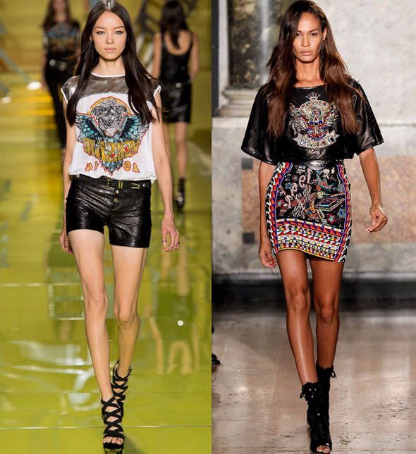 Модні принти і декор топів весна-літо 2014 від Emilio Pucci і Versace 