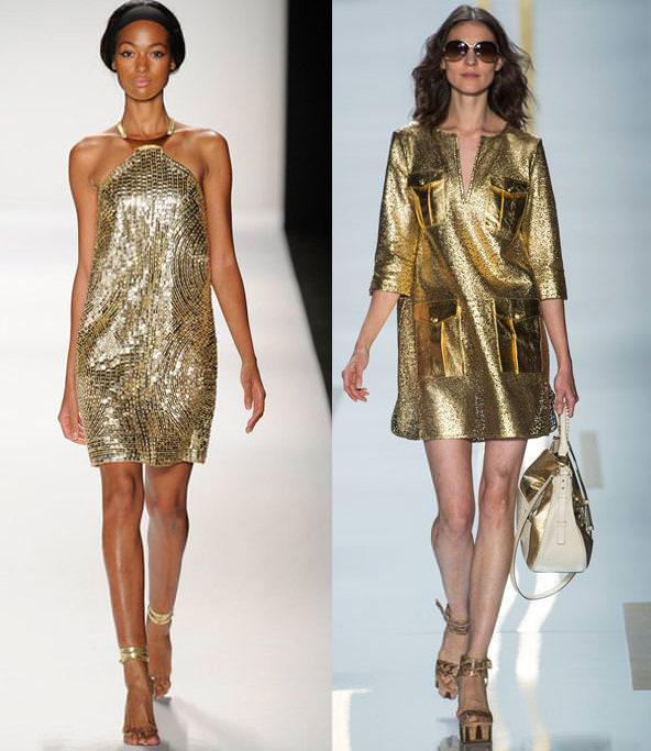 Модні золоті коктейльні плаття весна-літо 2014