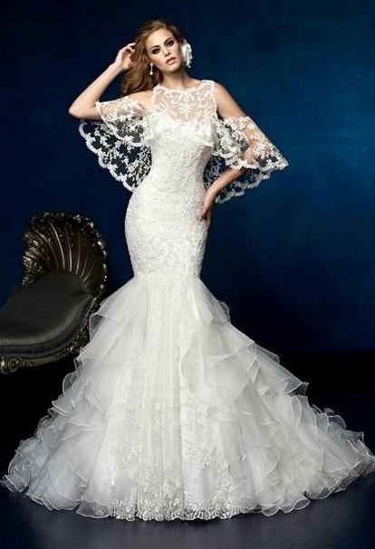 Мереживне довге весільне плаття 2014 фасони русалка