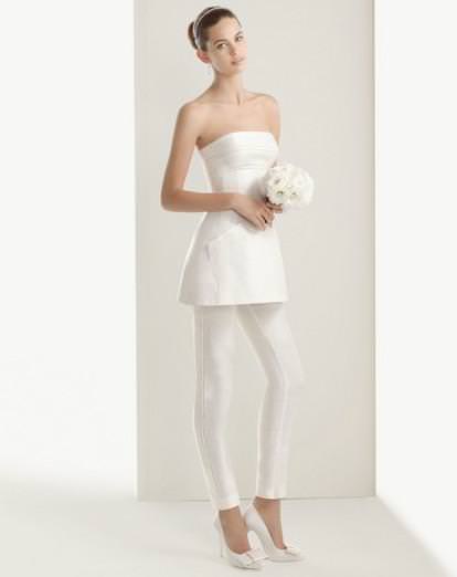 Коротке весільне плаття з брюками 2014