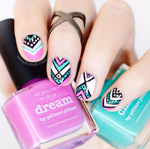Aztec-Nail-Art-with-Picture-polish