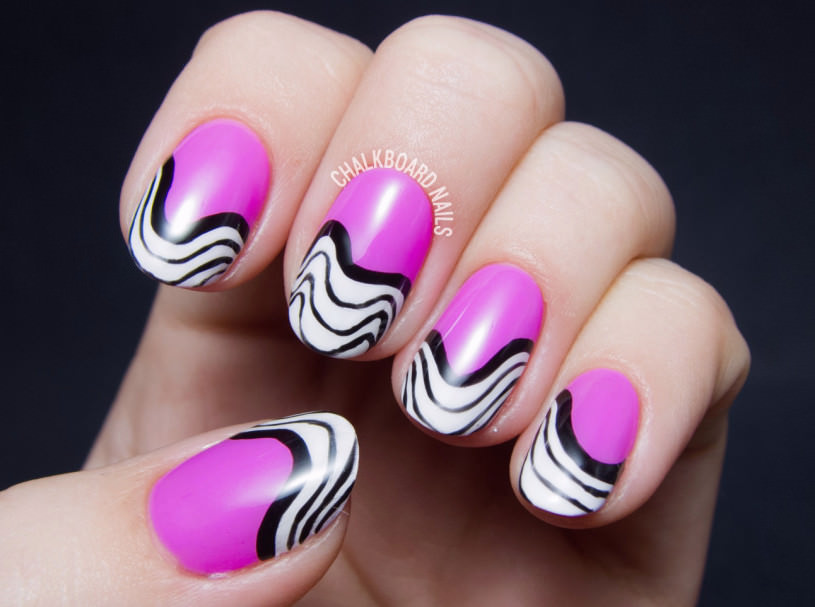pink-black-white-wavy-gel-nail-art-3