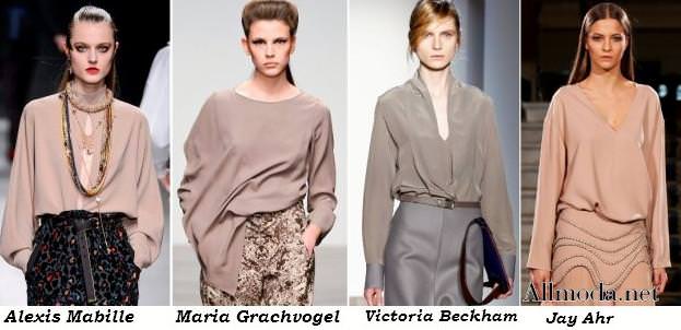 Жіночі блузки пастельних бежевих відтінків - осінь 2013